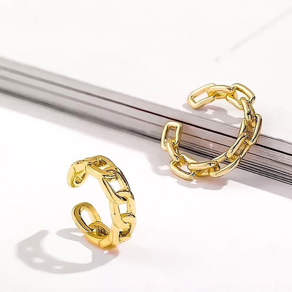 ⚜️[𝟯/$𝟭𝟴]⚜️2 Gold Cuff Chain Earrings Set NEW - Picture 5 of 8